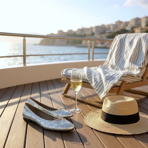 VTG Vaneli Silver Quilted Leather Ballet Flats Size 9.5 Made in Italy - Picture 2 of 7